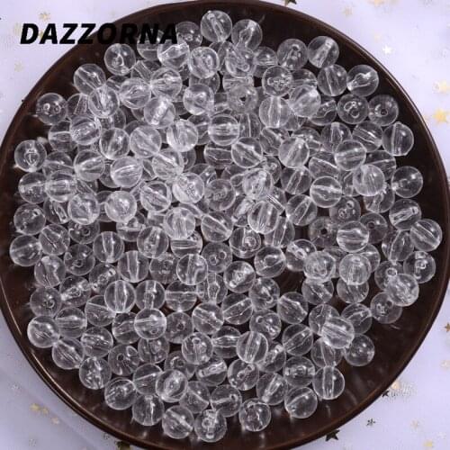 10-200Pcs/Pack 4-16mm Transparent Round Shape Loose Spacer Beads With Hole Acrylic Beads For Necklace Diy Bracelet Accessories
