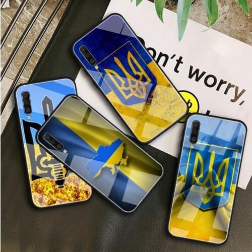 Ukraine Flag art Tempered Glass Case For Samsung Galaxy A10S A10E A20S A20E A30S A40 A50S A60 A70 A80 A90 A6 A7 A8 Shell