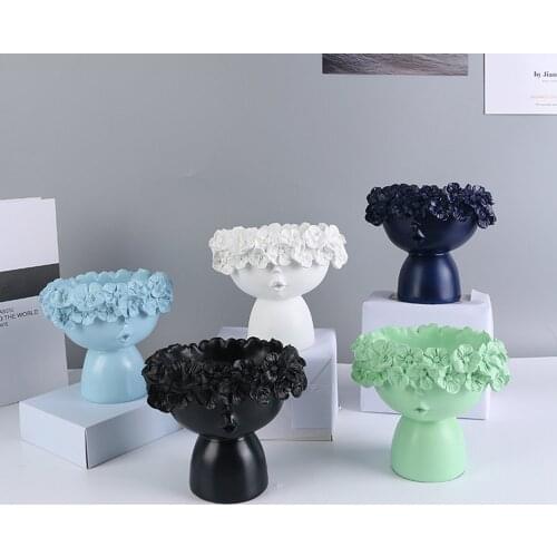 Flower Pot, Floral Human Shape Resin Vase Garden Pot Decorative Craftwork for Sitting Room Office