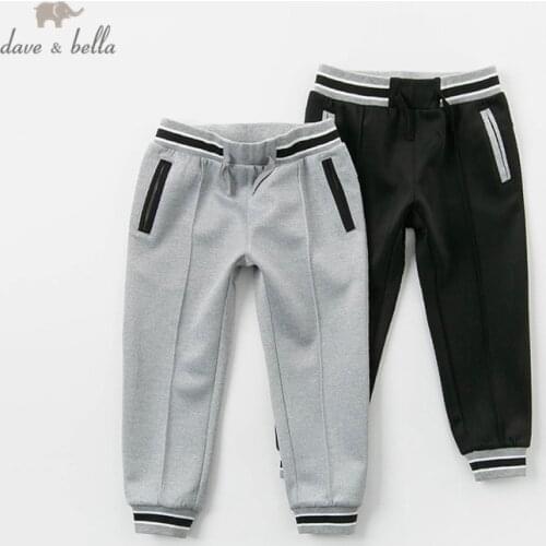 DBK12279 dave bella spring kids boys fashion solid pants children full length kids pants infant toddler 5-13Y trousers