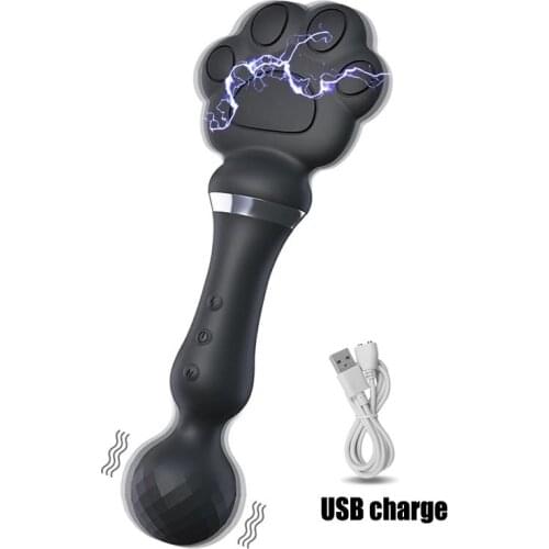 Electro Shock Cat claw AV Masturbate Stick Vibrating Big Dildo Vibrator Nipple Vagina Clit Stimulator Adult Sex Toys