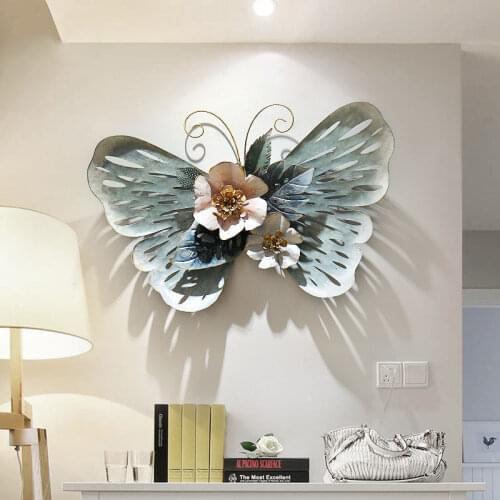 Europe Wrought Iron Wall Butterfly Craft Decoration Metal Ornament Restaurant Hotel Home Sofa Background Wall Murals Accessories
