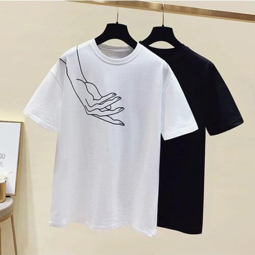 GGRIGHT Summer Casual Long T-Shirt Women Solid Cotton Short Sleeve Tee Shirt Women Knitted Black White O-neck Korean Tops Female