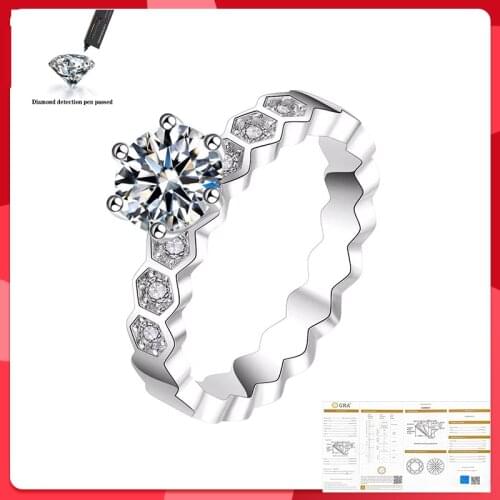 S925 Sterling Silver 1ct 2ct D Color Moissanite Rings Hollow Women Fine Jewelry Drop Shipping