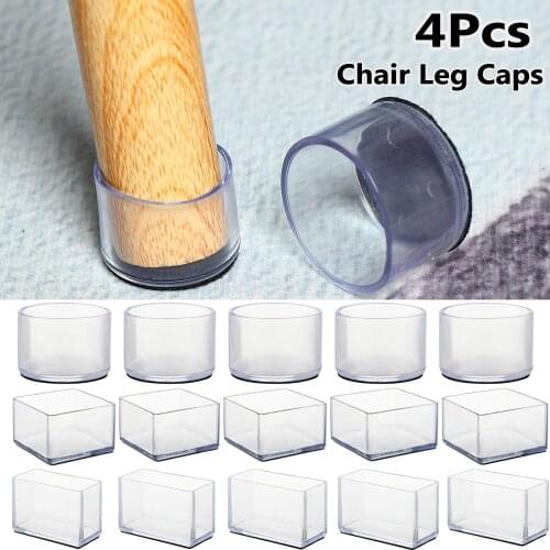 4pcs Square Rectangle Table Foot Dust Cover Socks Floor Protector Pads Chair Leg Caps Rubber Pipe Plugs Furniture Leveling Feet