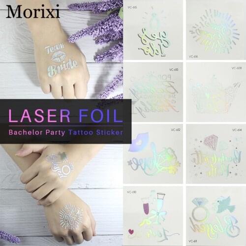 Laser tattoo sticker hand arm decoration rainbow color cartoon letters for kids water transfer temporary tattoo sticker RA048