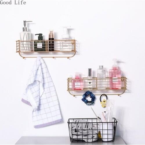 Metal Corner Storage Rack Golden Shower Basket Bathroom Accessories Wall Mount Kitchen Organizer Shampoo Holder