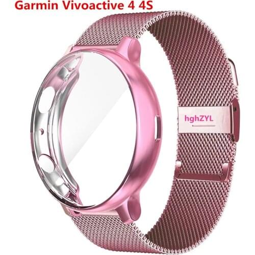 For Garmin Vivoactive 4 4S Strap Metal With Case Bracelet For Garmin Vivoactive 4S Band Protector Bumper Strap Smart Watch
