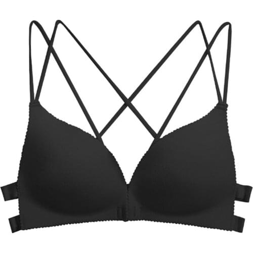 Fashion front buckle no steel ring bra one-piece beauty back small chest thick cup gathered bra seamless underwear