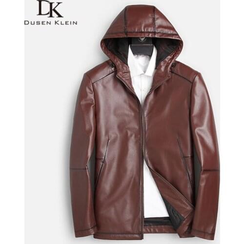 Men Genuine Leather Jacket Real Cow Leather Jackets Casual Short Black Pockets 2019 Autumn New Jacket for Man 8802