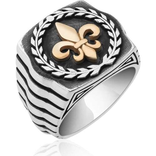 Tevuli 925 Sterling Silver Lily flower Pattern Men 'S Ring