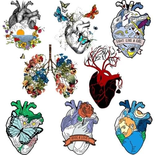 Landscape Patch Heat Transfer Skull Patches Iron On Transfer For Clothing Patch Washable Sticker Stripes On Clothes Applique Diy