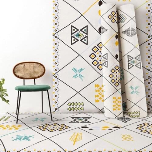 Nordic Printed Flannel Minimalist Modern Geometric Moroccan B&B Ins Bedroom Bedside Carpet Rug Decor Floor Blanket For Home