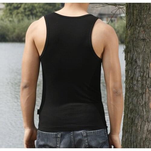 New mens tight mesh sports vest mesh mesh transparent sexy bottom vest stitching hollow