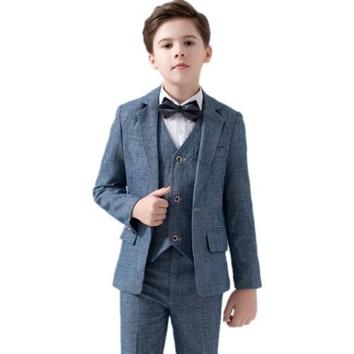 Top Quality Boys Formal Suit Ceremony Wedding Campus Student Tuxedo Dress Gentleman Kids Costume Childrens Blazer Clothing Set