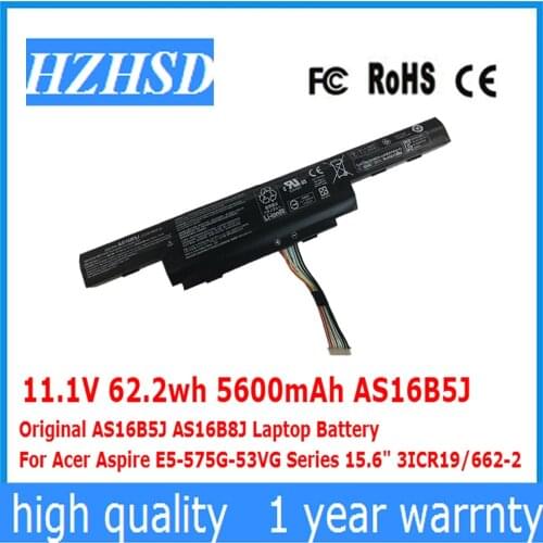 11.1V 62.2wh 5600mAh AS16B5J Original AS16B5J AS16B8J Laptop Battery For Acer Aspire E5-575G-53VG Series 15.6" 3ICR19/662-2