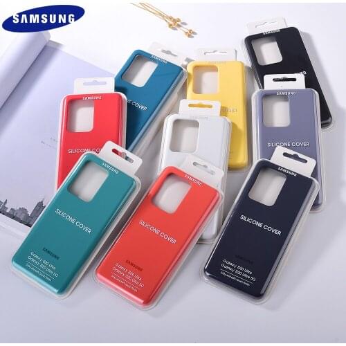 Original Samsung Galaxy S20 Note 20 Ultra Case Note 10 S20 Plus S20+ Liquid Silicone Shockproof 360" Full Protective Back Cover