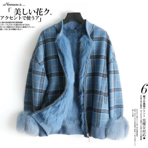 Real Female Natural Fox Fur Collar Wool Coat 2020 Autumn Winter Jacket Women Alpaca Woolen Coats Veste Femme My