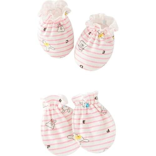 4 Pairs New Born Baby Gloves Socks Cotton for Newborn Anti Scratch Gloves Foot Cover Set Cute Cartoon Infant Mittens Socks Sets