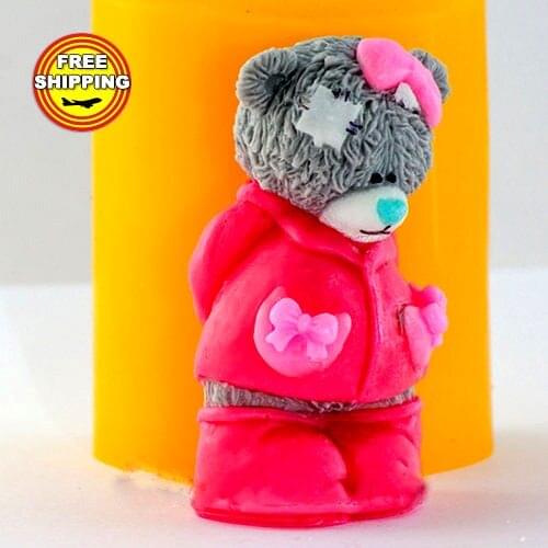 PRZY 3d Teddy Silicone soap mold 100% Food grade silicone mold for soap and candle handmade cake decorating tools High quality