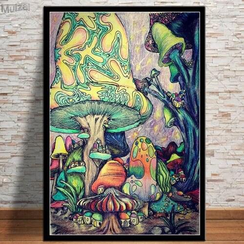 Psychedelic Trippy Mind Visual Mushroom Poster Education Canvas Painting Posters and Prints Wall Art for Living Room Home Decor