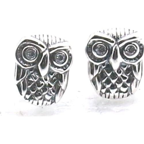 Unisex 925 Silver Cool Polishing Owl Clean Stone Eye Studs Earrings Newest