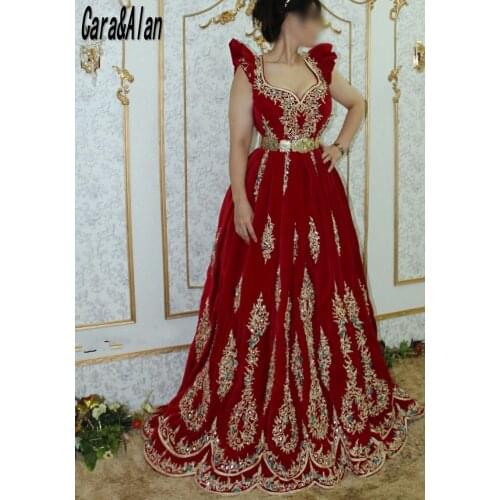 Modest Burgundy Evening Dresses A Line Applique Backless 2021 Moroccan Kaftan Prom Dress Long robe de soiree Party Gowns