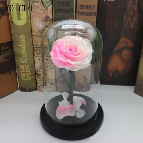 Preserved Fresh Rose In Glass Dome Home Desk Decoration Eternal Rose Valentines Day Christmas Gifts Immortal Rose in Glass Dome
