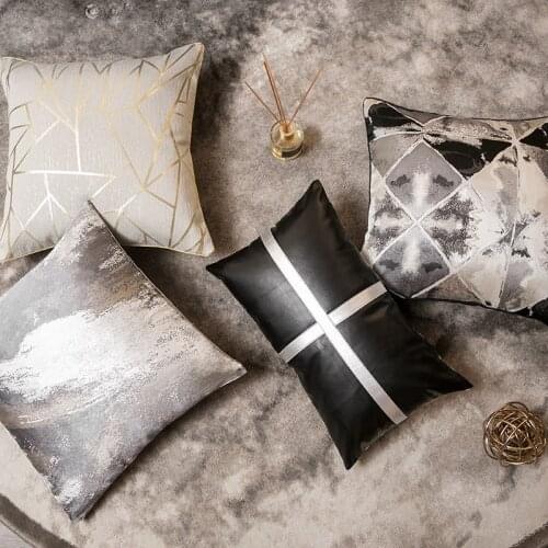 Light Luxury Black and Gray Style Pillowcase Pillows Decor Home Decorative Living Room Decoration Cushion Cover 45X45cm/30X50cm