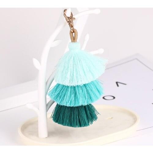 Ethnic Style Bag Charm Pendant Three Layers Tassels Keychains Women Key Chain Fashion Keyrings Creative Key Ring Drop shipping