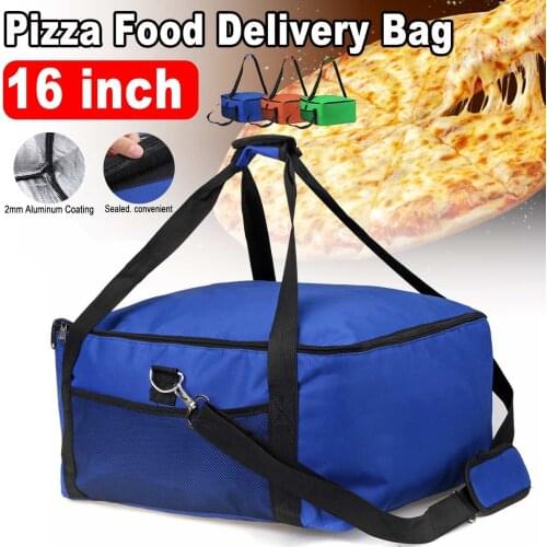 16" Waterproof Portable Strength Thermal Pizza Delivery Bag Holder Container Box Oxford Cloth Fresh Food Insulated Storage