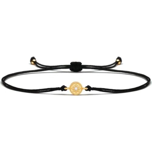 AAA High Quality Cubic Zirconia Crystal Six-pointed Star Round Charm Bracelet Women CZ Stone Starshine Red String Jewelry Gift