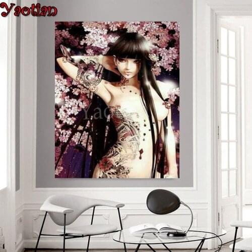 Japan Geisha Diamond Embroidery 5D Diy Diamond mosaic pattern rhinestones Picture Diamond Painting Cross Stitch Tattooed woman