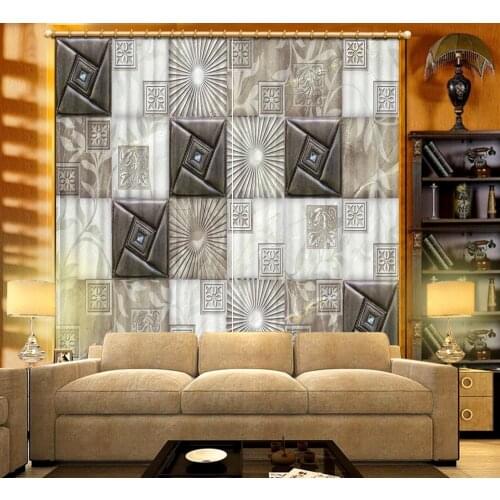 Window Blackout 3D Curtains Bed room Living room Office Home Wall Decor curtains stereo square pattern curtain