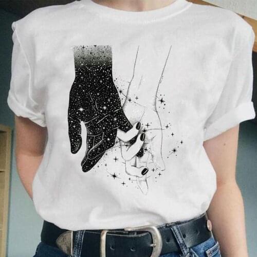 Women Love Space New Cute Style 90s Short Sleeve Fashion Graphic Female Tops Cartoon Lady Clothes Tees Tshirt Print T-Shirt