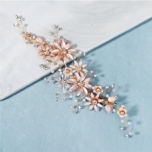 Vintage Gold Floral Bridal Hair Clip Vine Pearls Women Jewelry Handmade Wedding Prom Headpiece Accessories