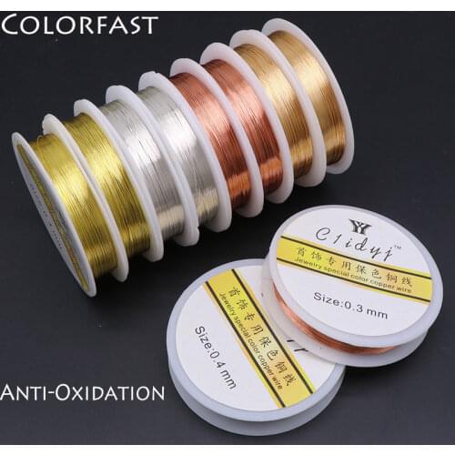Colorfast 0.2-1mm Silver Gold Rose Gold Copper Wire For Bracelet Necklace DIY Beading Wire Jewelry Cord String for Craft Making