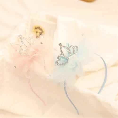 10pcs/Lot Lace Flower Rhinestone Crown Hairband Fashion Princess Bow Headband Lovely Girls Sweet Hair Hoop Hair Accessories
