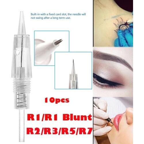 10pcs R1/R1 Blunt/R2/R3/R5/R7 Disposable Screw Tattoo Needles Cartridge Microblading Pen Permanent Makeup Machine Accessories