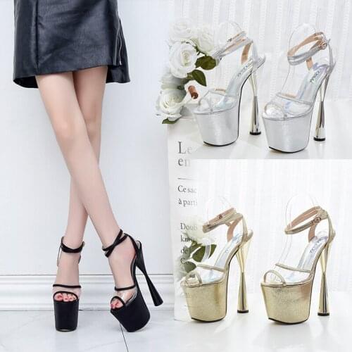 19CM Nightclub stripper heels Glitter High heels Pole dance shoes Models Party Show Sexy platform Mature Peep toe Fashion Elegan