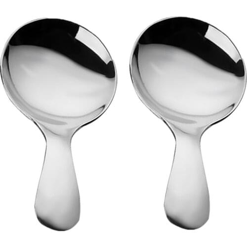 2pcs Table Spoon Coffee Spoon Stainless Steel Short Handle Soup Spoons