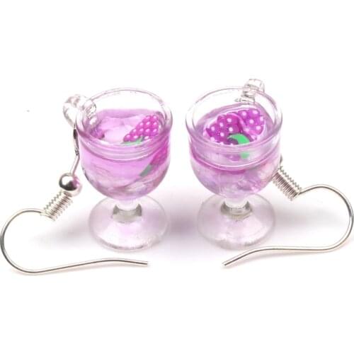 2020 Acrylic Cute Earrings Fruit Drinks Wine Glass Pendant Pendant Couples Womens Girls Gifts Trinkets Direct