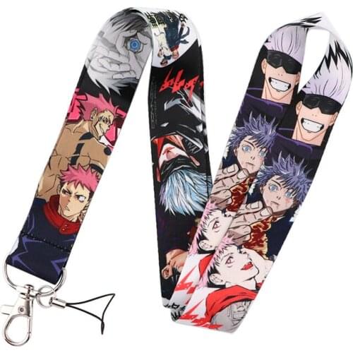 30pcs Jujutsu Kaisen Neck Strap Lanyards ID badge card holder keychain Mobile Phone Strap Gift Ribbon webbing necklace