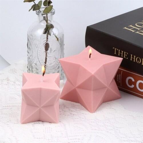 4 Angles 3D Stereo Cube Star Shape Silicone Candle Mold Cubic Soy Wax Molds Handmade Plaster Supplies Baking Mousse Cake