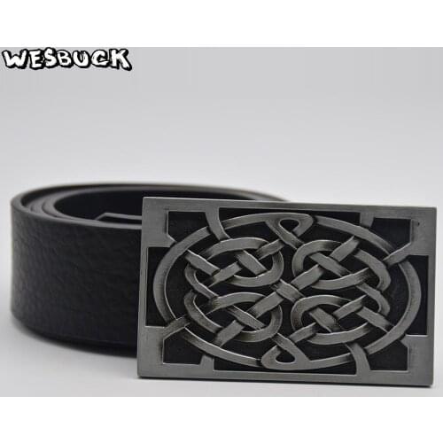 5 PCS MOQ WesBuck Brand rectangle Buckle Meltal Belt Buckle For Mens Belt Buckle Western Belt Buckle With PU Belt Holiday gifts