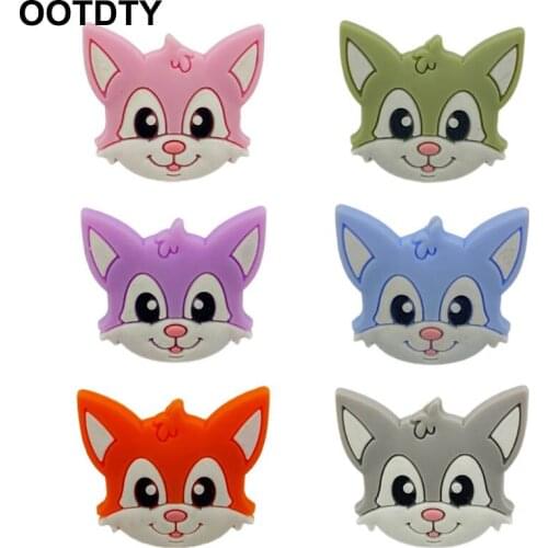 5 Pcs/Pack Baby Cartoon Animal Shape Teether Silicone Beads Molar Toys Infant Teething Soother Gifts