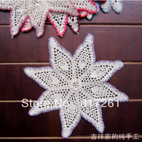 Free shipping 5 pic/lot 28-29cm star shape lace doilies 3D flowers decoration as pot holders vase pad decoration insulation mat