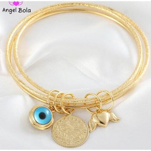 New Fashion Coin Heart Shaped Wings Lucky Demon Eye Pendant Accessories Womens Gold Bracelet Banquet Holiday Gift Wholesale