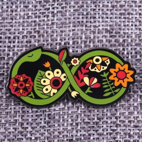 Snake flowers lapel pin brooch