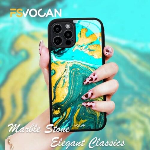 Marble Stone Texture Phone Case For iPhone 11 12 Marble Printing Cover For iPhone 11 12 Pro Max 7 8Plus X XR XS TPU+Hard PC Case